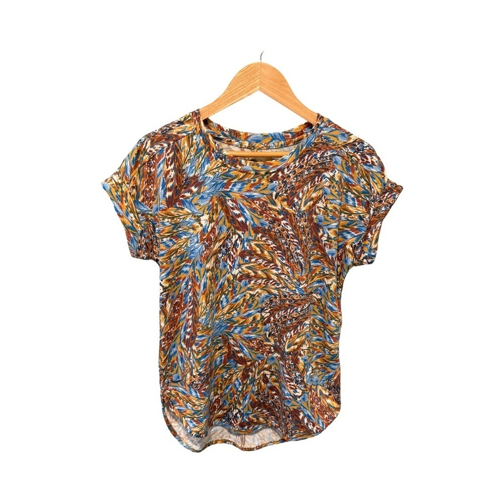 Cupio Floral Leaf Print Rolled Sleeve T-Shirt NWT Size S